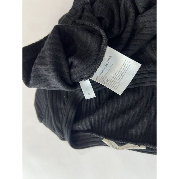 Reformation Jeans Button Front Crop Top in Black - Picture 3 of 3